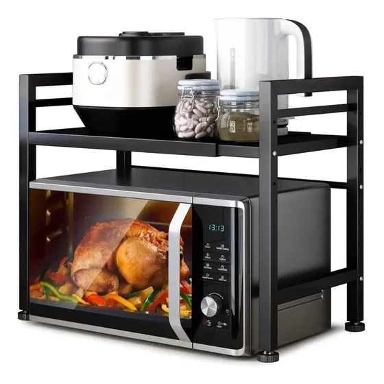 Estante Extensible Para Horno De Microondas De 2 Niveles Negro