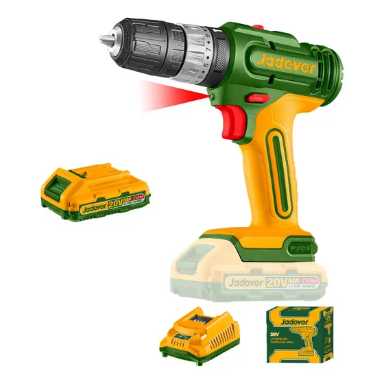 Atornillador 20v C/percutor + Bat Y Carg Jadever Jdcdp521 Color Verde Frecuencia 50-60