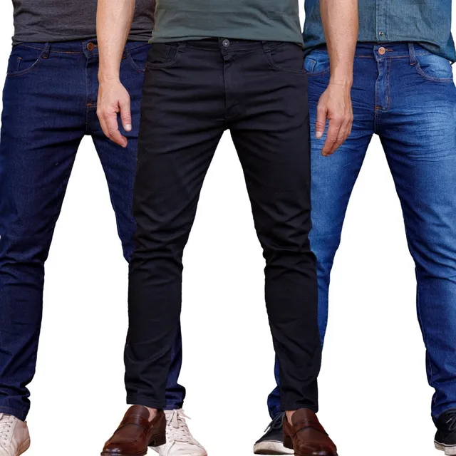 Kit 3 Calças Jeans Masculina Modelo Slim Envio Imediato Kit 3 Calças Jeans Masculina Modelo Slim Envio Imediato