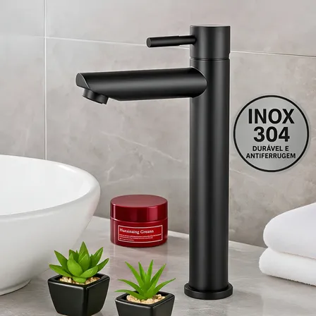 Torneira Banheiro 1/4 Volta Inox 304 Alta Luxo Banheiro Preto Fosco