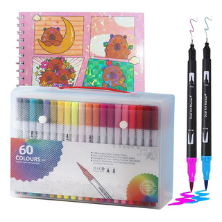 Kit De 60 Canetas De Ponta Dupla Com Livro Para Colorir Capi Kit De 60 Canetas De Ponta Dupla Com Livro Para Colorir Capi