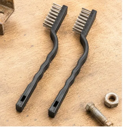 Kit 2 Escovas De Aço Limpeza Ferrugem Metal Ferramentas Mini