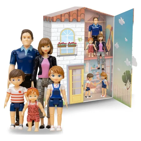 Juego De Muñecas Familia, Caja Se Transforma En Casa
