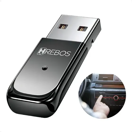 Adaptador Receptor Bluetooth Usb Carro Musica Chamada S/fio Música Conexão Estável Som Estéreo Hrebo