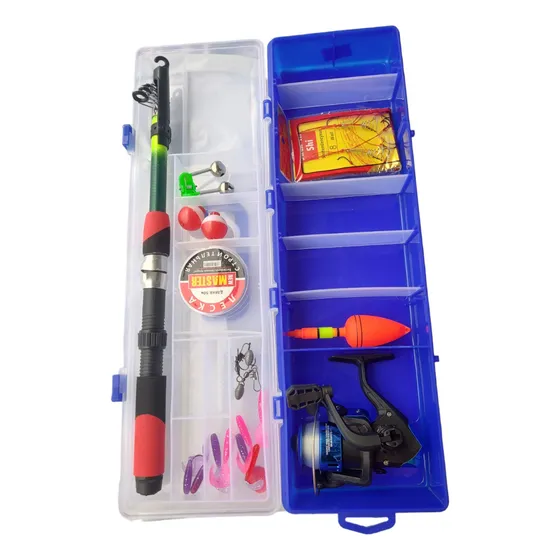 Set Pesca Caña De Pescar Telescópica Mosquero Carrete Pesca