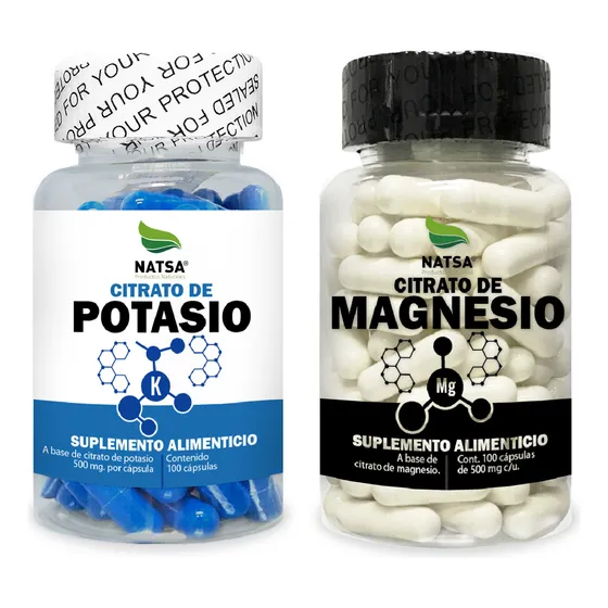 Pack Citratos, Citrato de Magnesio y Citrato de Potasio 100 cápsulas c/u, DUO Dinamico, Duerme Mejor, Despierta Con + Energía, Ayuda Huesos, Articulaciones y Músculos, Alta Absorción, Calidad Premium