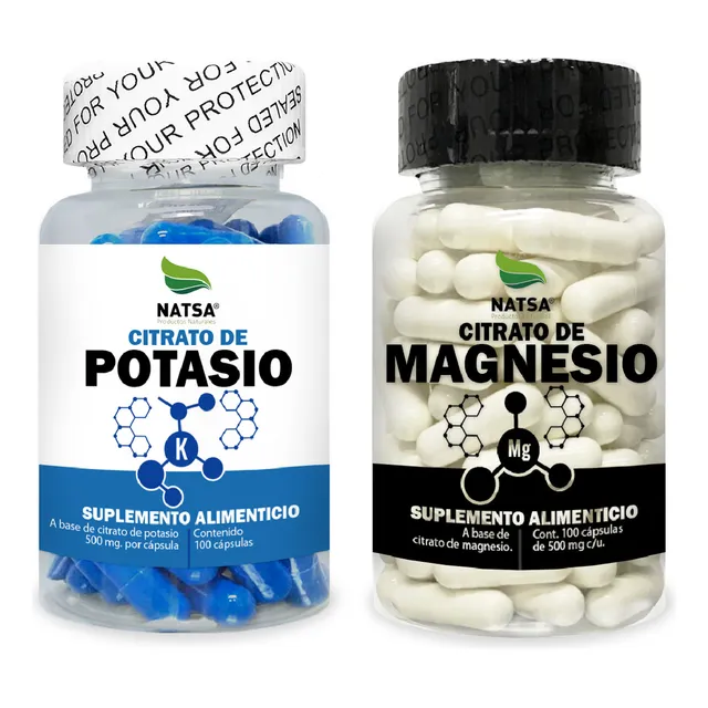 Pack Citratos, Citrato de Magnesio y Citrato de Potasio 100 cápsulas c/u, DUO Dinamico, Duerme Mejor, Despierta Con + Energía, Ayuda Huesos, Articulaciones y Músculos, Alta Absorción, Calidad Premium
