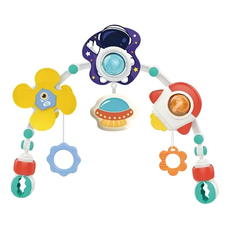 Móbile Arco Chocalho Bebê Infantil Divertido Azul Galáxia