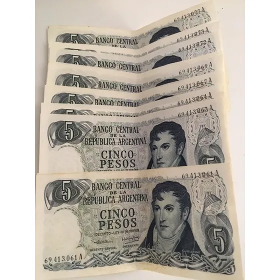 Billetes Antiguos Cinco Pesos 