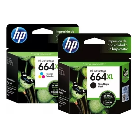 Cartucho De Tinta Hp 664 Color Negro Y Tri-color De 8 Ml 2 Unidades