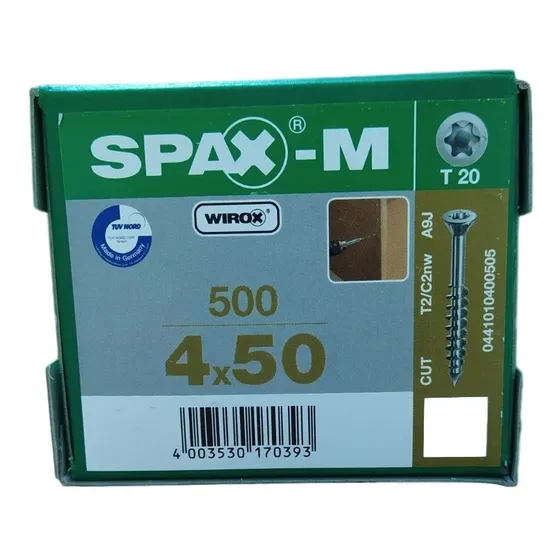 Tornillos Spax-m 4x50 Caja 500 Pz Para Mdf T20