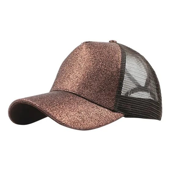 Boné Feminino Com Brilho Aba Curva Saída Rabo De Cavalo Luxo