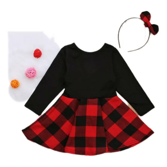 Vestido De Niña Casual O De Vestir De Cuadros Rojos