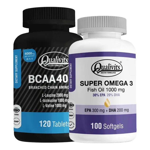 Bcaa 4000 Aminoácidos Super Omega 3 X 100 Qualivits Fish Oil