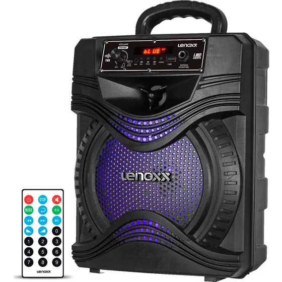 Caixa De Som Bluetooth Usb Portátil Sem Fio 120w Com Controle Led Rgb Função Tws Ca80a Lenoxx