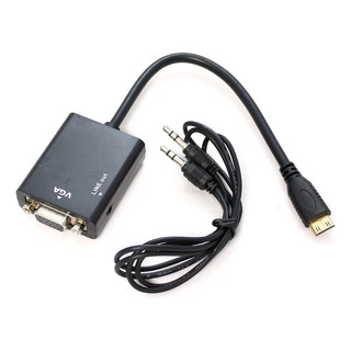 Cabo Adaptador Conversor Mini Hdmi P/ Vga Com SaĂda De Ăudio Cabo Adaptador Conversor Mini Hdmi P/ Vga Com SaĂda De Ăudio