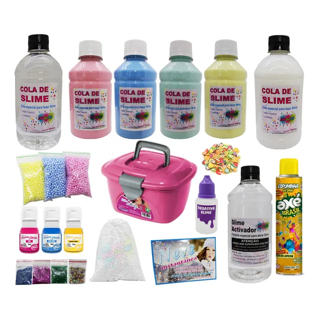 Kit  Slime Para Fazer Junto Com Seus Filhos + Corantes 