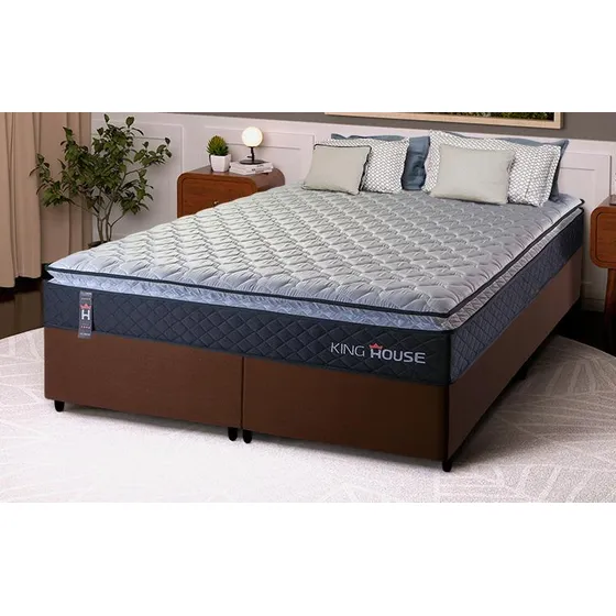 Conjunto Cama Box King Dakota Preto 193x203x57 Espuma D33