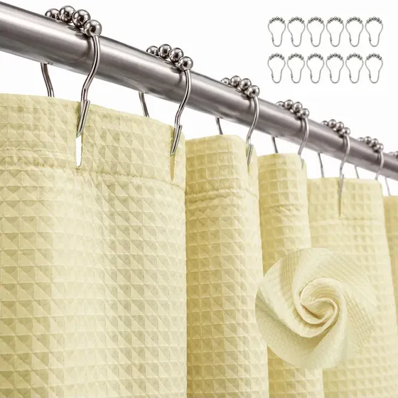 Cortina Baño Ducha Impermeable Casatua Con Iman Y Forro Color Ivory Lisa