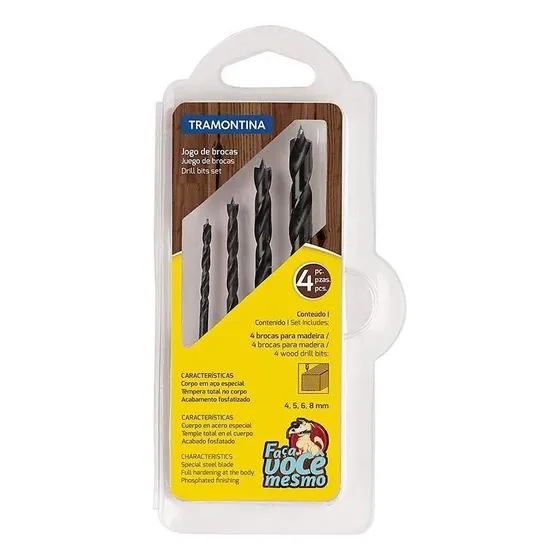 Juego de brocas para madera de 4 a 8 mm con 4 piezas | Tramontina