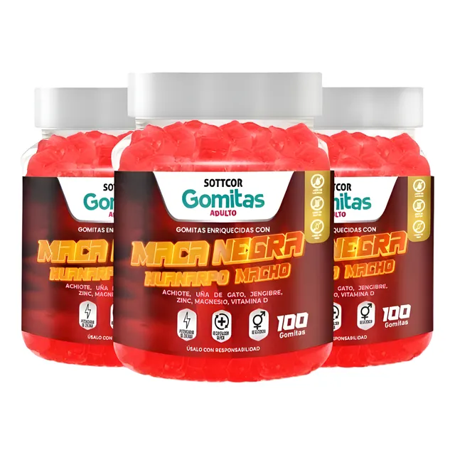 Pack 3 Maca Negra Huanarpo Macho Gomitas Sottcor 100 Gr
