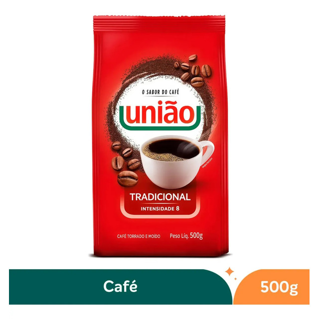 Café Torrado E Moido Tradicional Pouch 500g Intensidade 8 União Pacote Café Torrado E Moido Tradicional Pouch 500g Intensidade 8 União Pacote