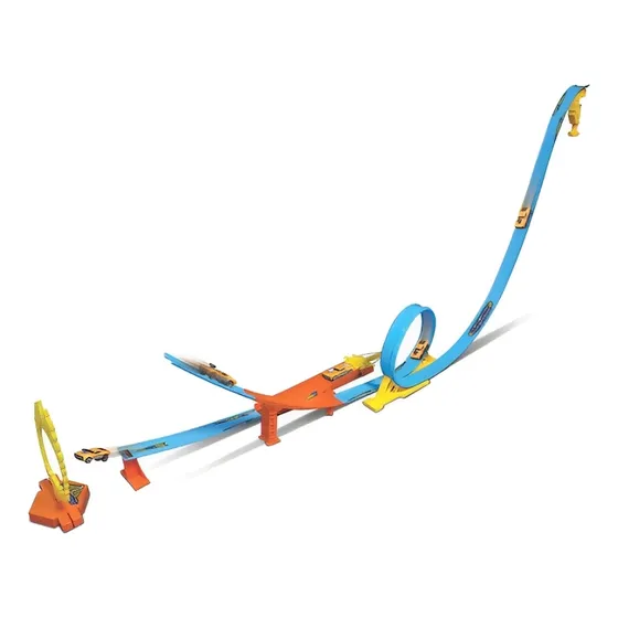 Pista De Carros De Lanzamiento Y Acrobacia Para Niños Color Azul