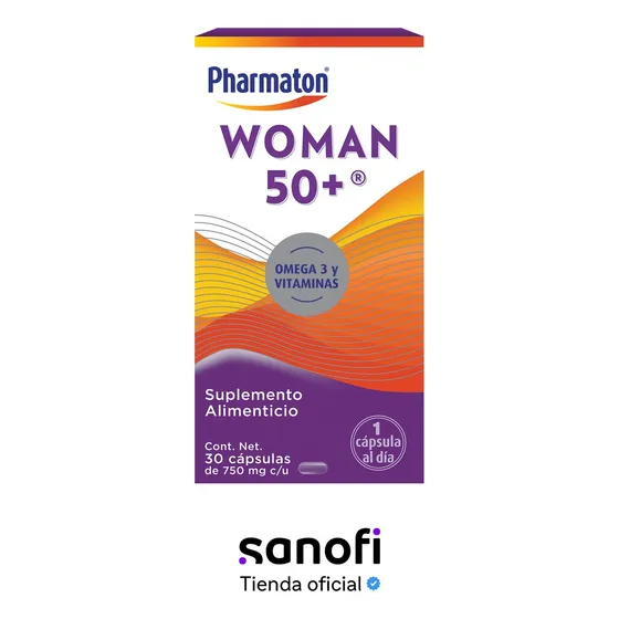 Pharmaton Woman 50+ Suplemento Alimenticio para Mujer 30 Cápsulas de 750 mg. Con Hierro y Omega 3, Ayuda a Mejorar la Nutrición Diaria