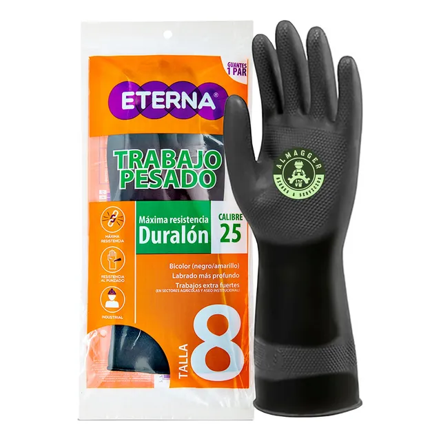 Guante De Látex Eterna 13 Calibre 25 (x 01 Par) Negro
