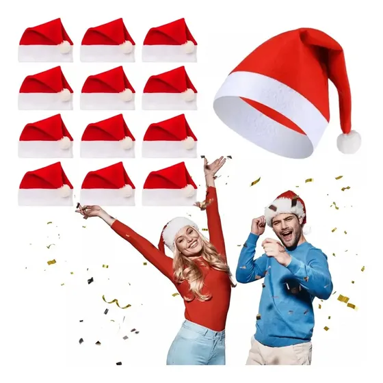 Gorro De Navidad Santa Claus Posada Fiesta Paquete 12 Piezas Color Rojo | Cuotas sin interés