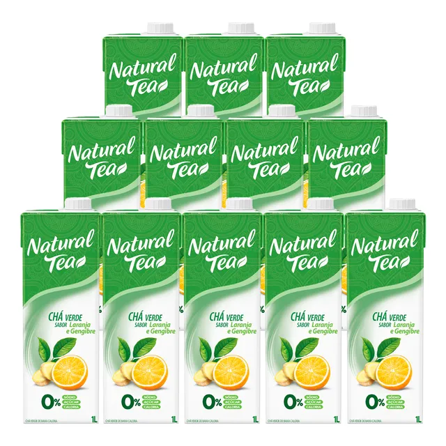 Chá Verde Natural Tea Laranja E Gengibre 1l 12 Unidades