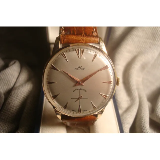 Precioso Reloj Mervos '55 Antiguo Hombre Oro Plaque 18k Joya