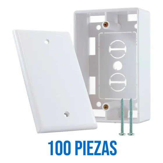 100 Pack Caja Universal Con Tapa Ciega Blanca Con Tornillos