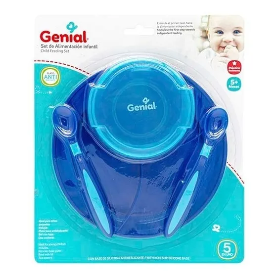 Juego Set Kit Plato Vaso Cubiertos Bebe Marca Genial