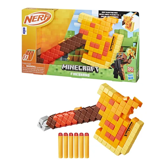 Nerf Minecraft Firebrand Hacha Lanzadardos Con 6 Dardos