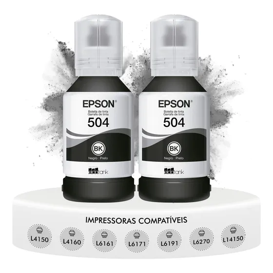 Kit 2 Refis Original T504 De Tinta Preta Epson L4150 L4160