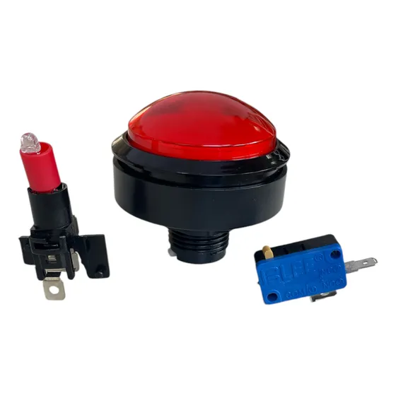 Botao Fliperama 60mm Iluminacao Vermelho 12v Microswitch 6a