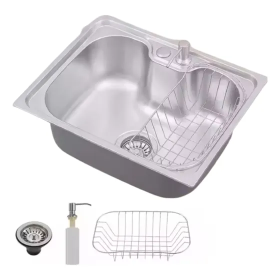Pileta Bacha De Acero Inox C/ Dispenser Jabón Y Accesorios