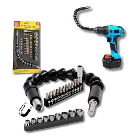 Kit Extensor Prolongador Flexivel Parafusadeira Universal