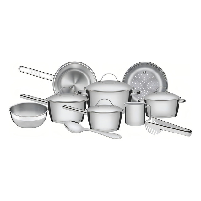 Jogo De Panelas Tramontina Allegra | Fundo Triplo, Inox, 10