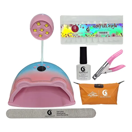 Kit Uñas Soft Gel + Lampara + Lima + Guillotina + Base Coat