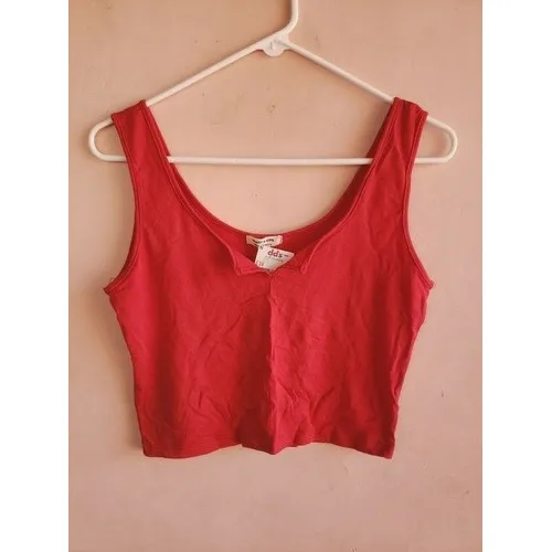 Blusa Corta Croptop, Roja, Talla L, Nueva Para Dama