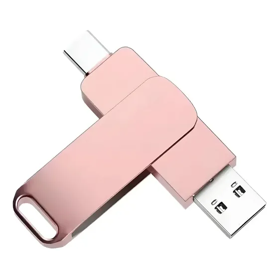 Pen Drive 2 Em 1 Usb E Tipo C Resistente Para Celular E Pc Pink