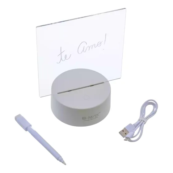 Luminária Abajur 3d Escrever Lousa Led Caneta Regarregável