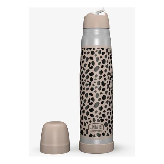 Termo Lumilagro Acero Luminox Animal Print Leopardo 1 Litro Color Beige