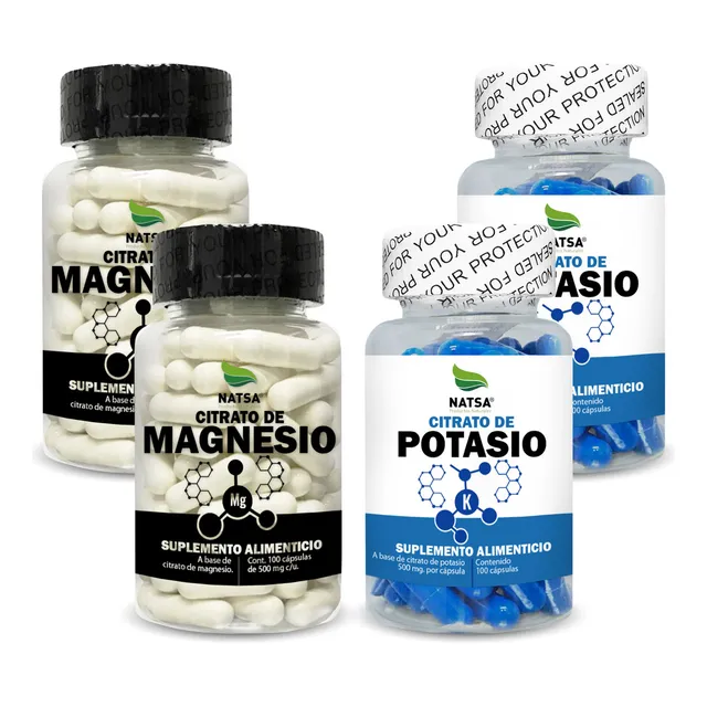 Pack Citratos Jumbo - Magnesio Y Potasio 200 Caps C/u Sabor Natural