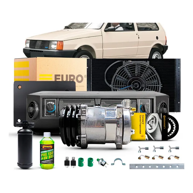 Kit Ar Condicionado Fiat Uno Completo Compressor Com Suporte