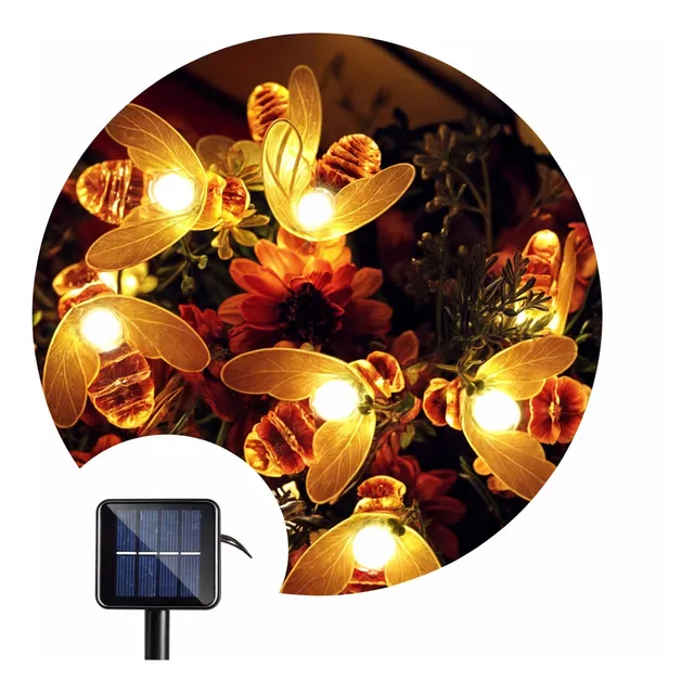 Instalación Led De Abejas Luminosas Recargable Panel Solar