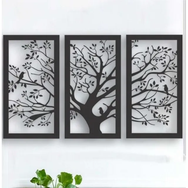 Cuadro Decorativo Tríptico Árbol De La Vida 35x60 Cm
