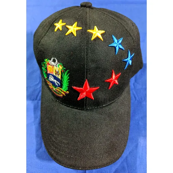 Gorras Visera Alusivas A Venezuela Color Negro 8 Estrellas